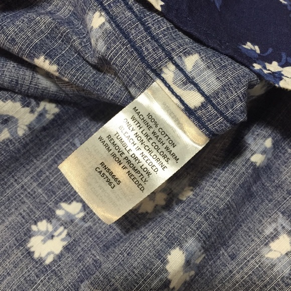 1901 Trim Fit Fairview Wash Floral Button Up Shirt XXL Navy Blue Long Sleeve - Picture 6 of 7